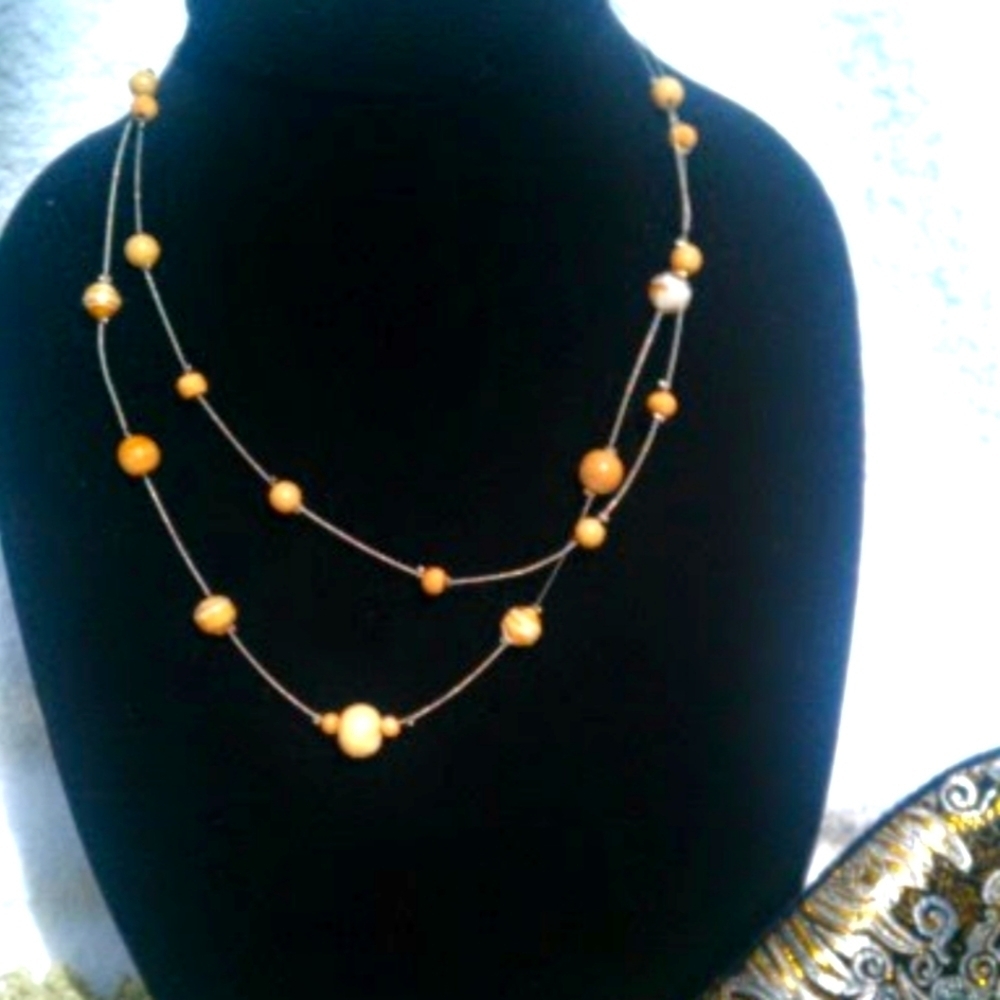 NEW MULTI LAYERED NECKLACE W/ FLOATING BEADS